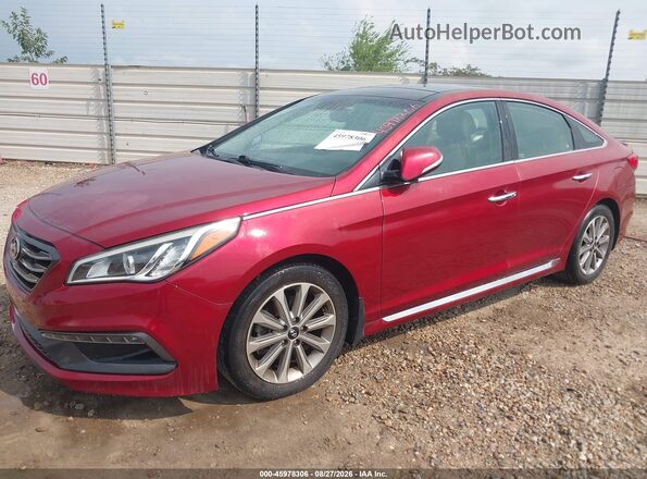 5NPE34AF3GH323883 2016 HYUNDAI SONATA Maroon Vista tres cuartos delantera izquierda