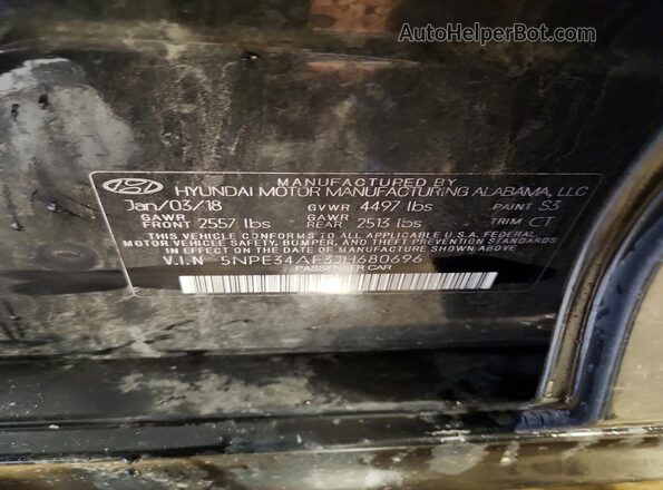 5NPE34AF3JH680696 2018 HYUNDAI SONATA Black ძრავის განყოფილების ხედი