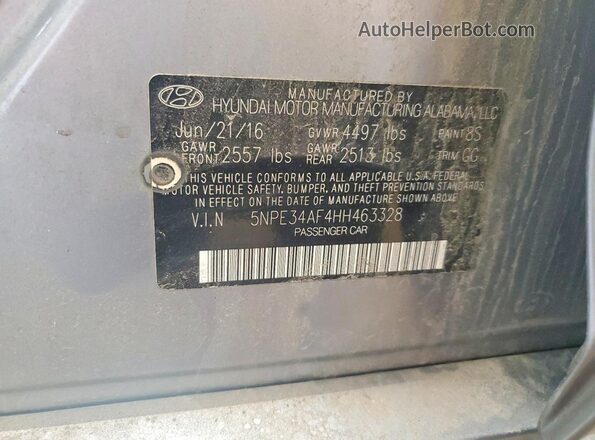 5NPE34AF4HH463328 2017 HYUNDAI SONATA Silver Engine compartment view