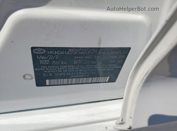 5NPE34AF4JH606784 2018 HYUNDAI SONATA Белый Вид подкапотного пространства