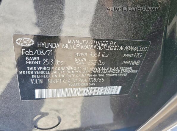 5NPEG4JA2MH118785 2021 HYUNDAI SONATA Black Vista del compartimento del motor