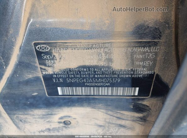 5NPEG4JA5MH075379 2021 HYUNDAI SONATA Gray ძრავის განყოფილების ხედი