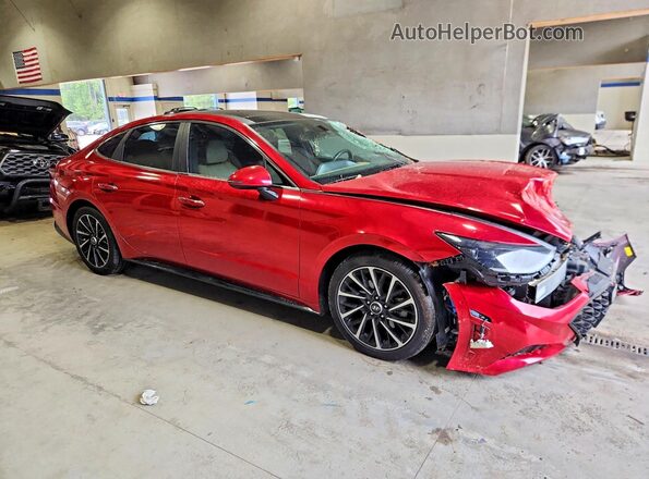 5NPEH4J25MH090275 2021 HYUNDAI SONATA Красный Передняя правая четверть