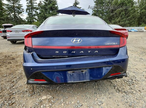 5NPEH4J26MH117578 2021 HYUNDAI SONATA Blue უკანა ხედი