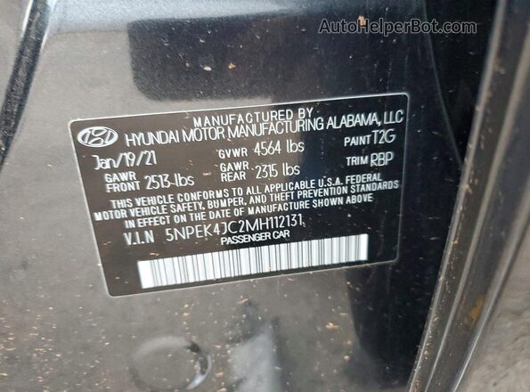 5NPEK4JC2MH112131 2021 HYUNDAI SONATA Gray Вид підкапотного простору