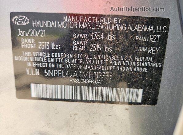 5NPEL4JA3MH112733 2021 HYUNDAI SONATA Серый Вид подкапотного пространства