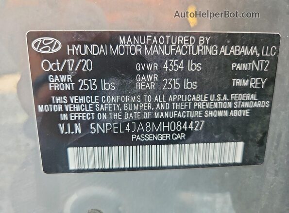 5NPEL4JA8MH084427 2021 HYUNDAI SONATA Серый Вид подкапотного пространства