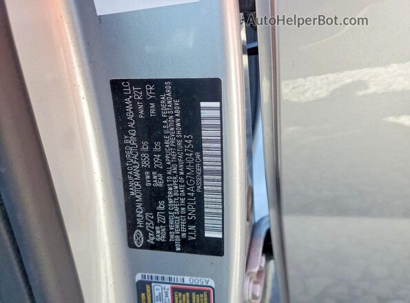 5NPLL4AG7MH047543 2021 HYUNDAI ELANTRA Silver ძრავის განყოფილების ხედი