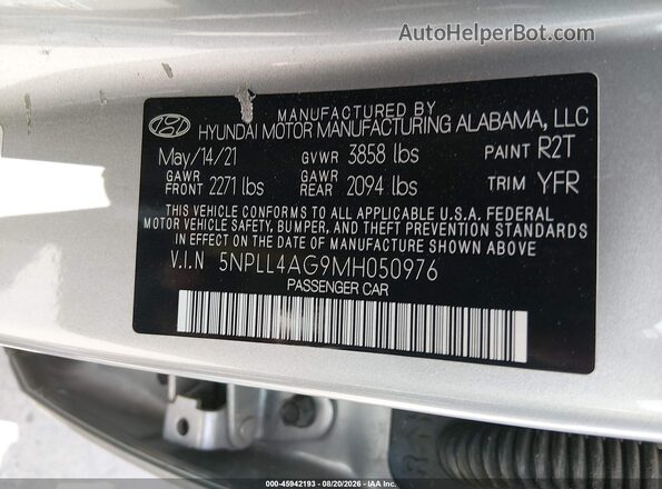 5NPLL4AG9MH050976 2021 HYUNDAI ELANTRA Silver Вид підкапотного простору
