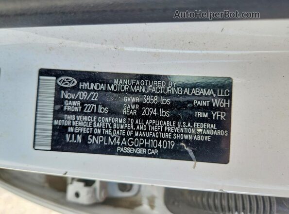 5NPLM4AG0PH104019 2023 HYUNDAI ELANTRA Белый Вид подкапотного пространства