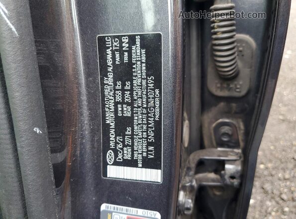 5NPLM4AG1NH071495 2022 HYUNDAI ELANTRA Угольный Вид наклейки с VIN-кодом