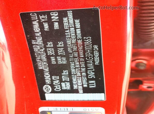 5NPLM4AG3PH102863 2023 HYUNDAI ELANTRA Red Widok komory silnika