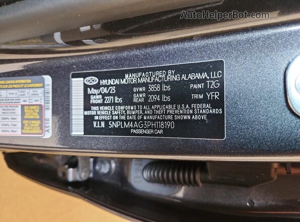 5NPLM4AG3PH118190 2023 HYUNDAI ELANTRA Gray Engine compartment view