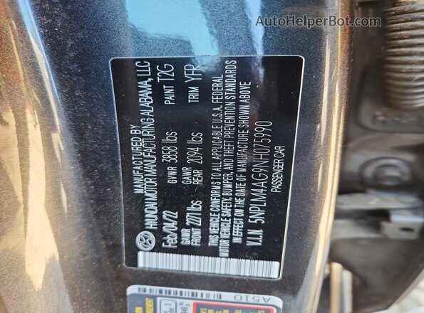 5NPLM4AG9NH075990 2022 HYUNDAI ELANTRA Gray Engine compartment view