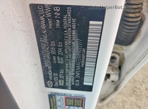 5NPLN4AG5MH022277 2021 HYUNDAI ELANTRA White Շարժիչի բաժամունքի տեսք