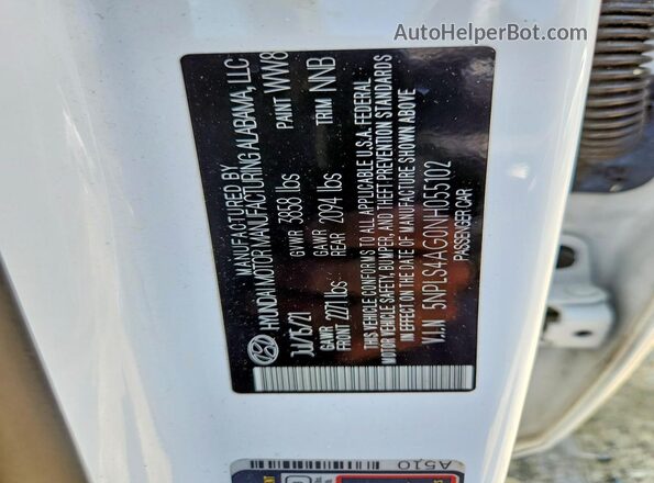 5NPLS4AG0NH055102 2022 HYUNDAI ELANTRA White Engine compartment view