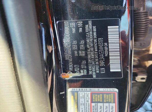 5NPLS4AG3MH031178 2021 HYUNDAI ELANTRA Black ძრავის განყოფილების ხედი