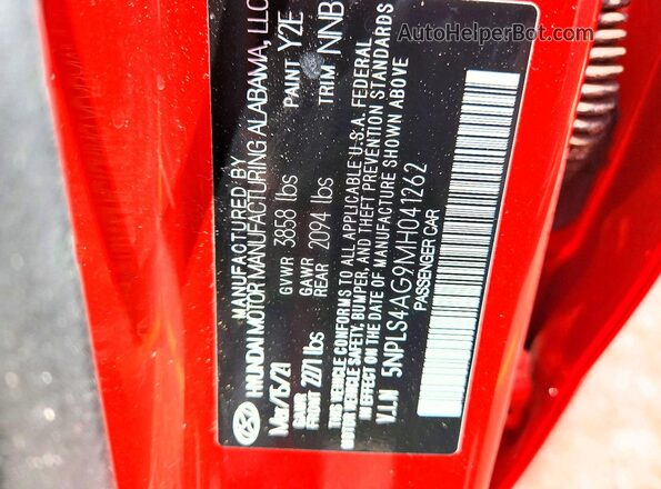 5NPLS4AG9MH041262 2021 HYUNDAI ELANTRA Red Engine compartment view