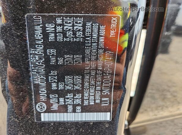 5NTJDDAF6PH074119 2023 HYUNDAI SANTA Black VIN կոդի պիտակի տեսք