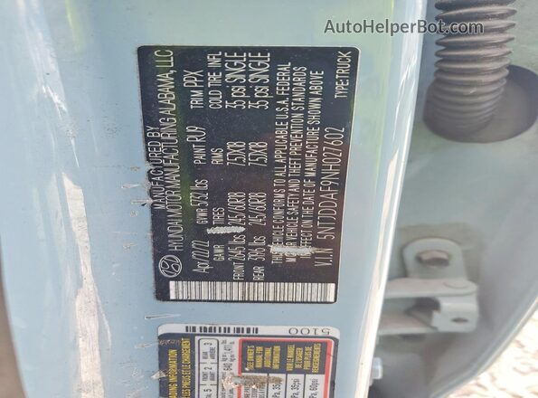 5NTJDDAF9NH027602 2022 HYUNDAI SANTA Gray ძრავის განყოფილების ხედი