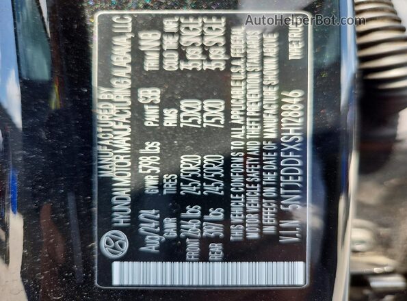 5NTJEDDFXSH128846 2025 HYUNDAI SANTA Black Շարժիչի բաժամունքի տեսք