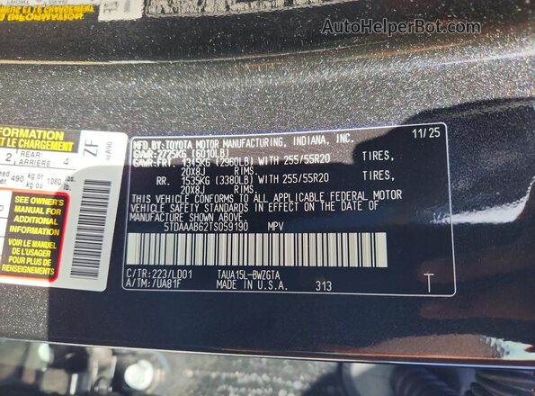 5TDAAAB62TS059190 2026 LEXUS TX Black Vista interior de 360 grados