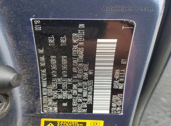 5TDBGRFH4JS042935 2018 TOYOTA HIGHLANDER Blue VIN კოდის სტიკერის ხედი