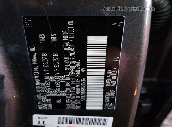 5TDBZRBH9NS565065 2022 TOYOTA HIGHLANDER Gray 360 interior view