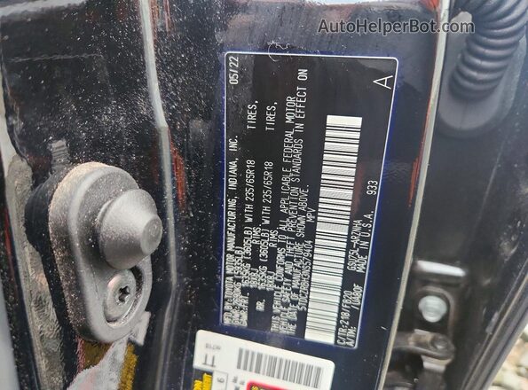 5TDCZRBH3NS579404 2022 TOYOTA HIGHLANDER Black Widok naklejki z numerem VIN