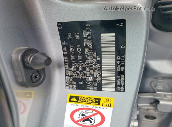 5TDDKRFH3GS237828 2016 TOYOTA HIGHLANDER Silver Widok wnętrza 360 stopni