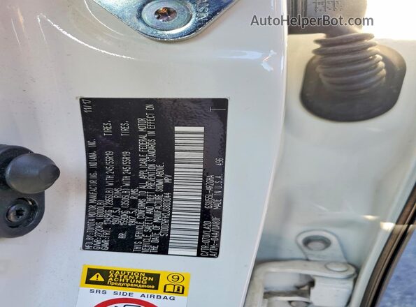 5TDDZRFH2JS803044 2018 TOYOTA HIGHLANDER White Вид наклейки з VIN-кодом