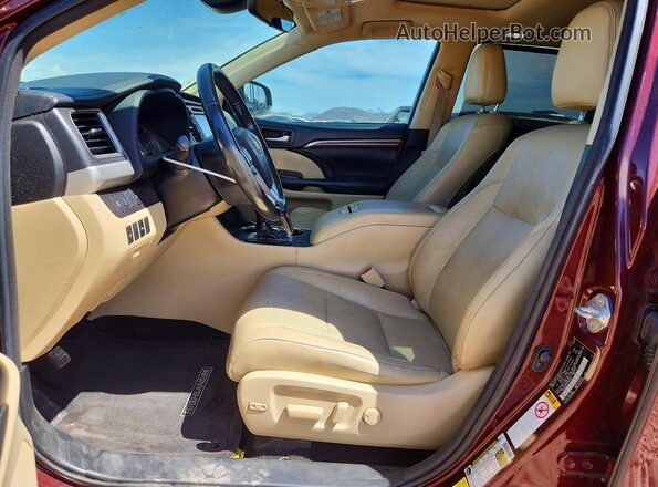 5TDDZRFH3JS875211 2018 TOYOTA HIGHLANDER Maroon Vista interior delantera