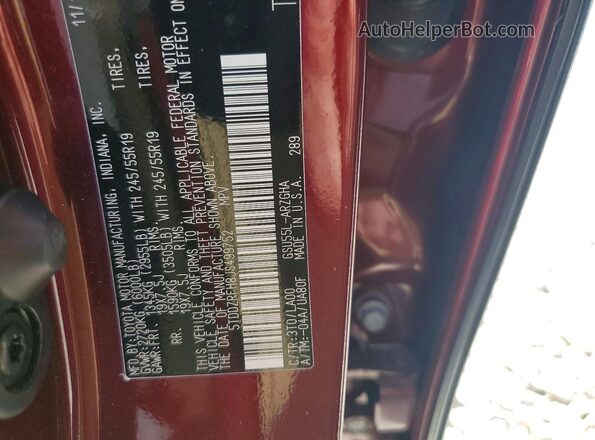 5TDDZRFH8JS499752 2018 TOYOTA HIGHLANDER Burgundy Սալոնի 360 աստիճան տեսք