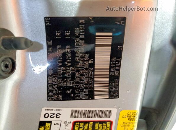 5TDEZ3DC7LS228452 2020 TOYOTA SIENNA Silver VIN sticker view