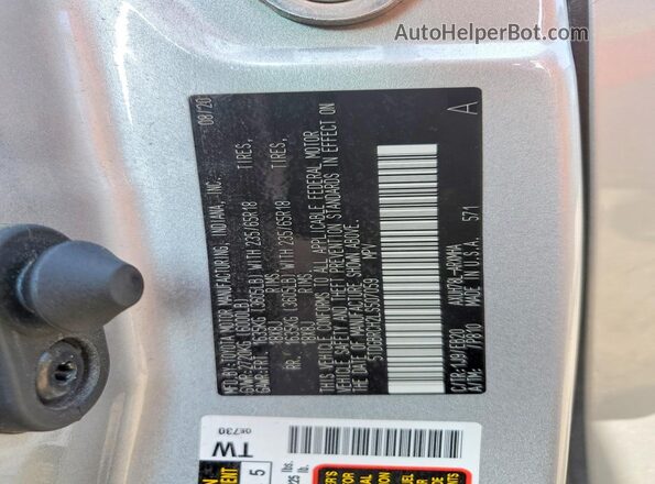 5TDGBRCH2LS507059 2020 TOYOTA HIGHLANDER Silver Вид наклейки з VIN-кодом