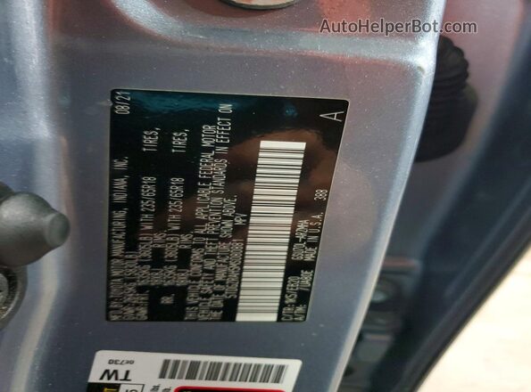 5TDGZRAH5MS080881 2021 TOYOTA HIGHLANDER Blue VIN კოდის სტიკერის ხედი