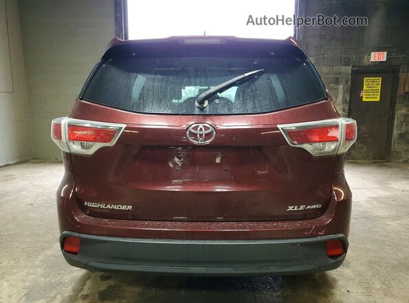 5TDJKRFHXGS312625 2016 TOYOTA HIGHLANDER Бордовый Вид сзади