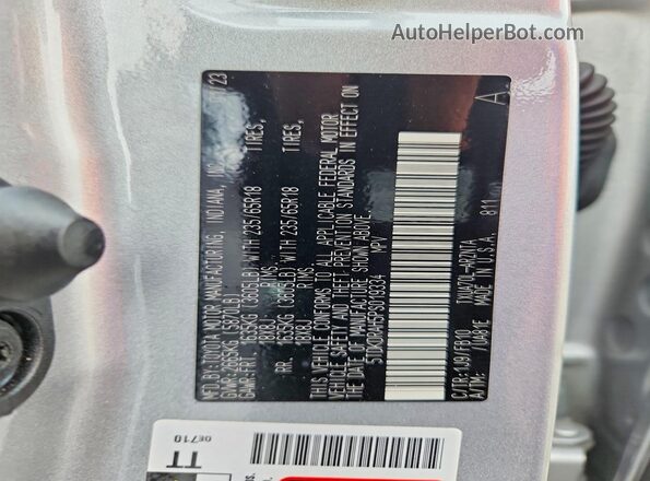 5TDKDRAH5PS019334 2023 TOYOTA HIGHLANDER Silver Widok naklejki z numerem VIN