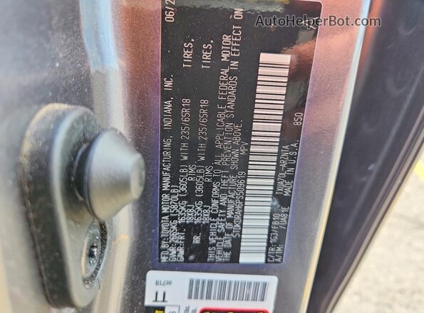 5TDKDRAH6PS509619 2023 TOYOTA HIGHLANDER Серый Вид наклейки с VIN-кодом