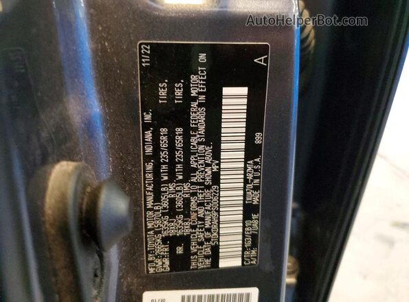 5TDKDRAH9PS006229 2023 TOYOTA HIGHLANDER Gray VIN կոդի պիտակի տեսք