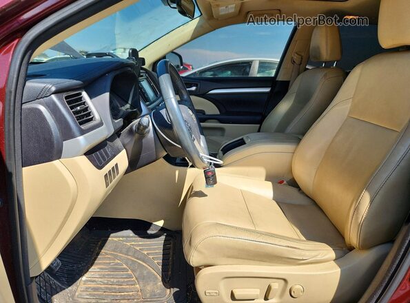5TDKKRFH2GS170100 2016 TOYOTA HIGHLANDER Бордовый Вид салона спереди