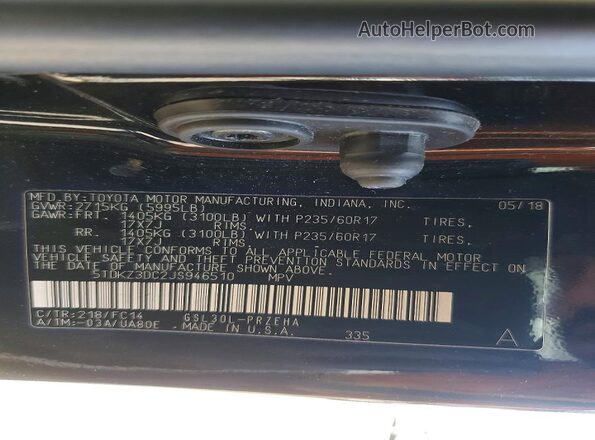 5TDKZ3DC2JS946510 2018 TOYOTA SIENNA Black სალონის 360-გრადუსიანი ხედი