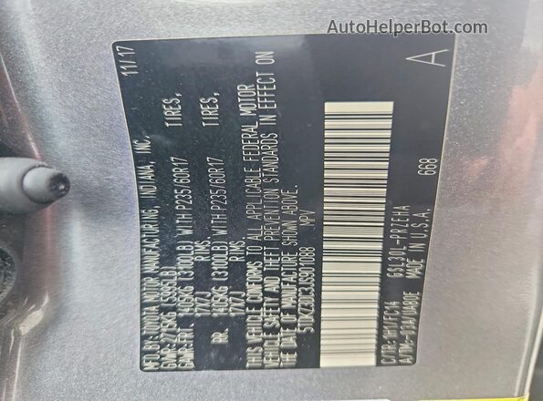 5TDKZ3DC3JS901088 2018 TOYOTA SIENNA Gray Widok naklejki z numerem VIN