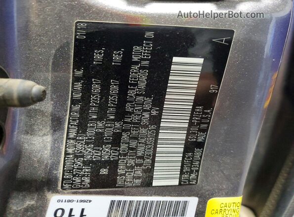 5TDKZ3DC9JS912516 2018 TOYOTA SIENNA Gray VIN sticker view
