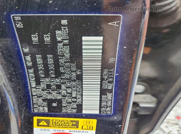 5TDKZRFH2JS545177 2018 TOYOTA HIGHLANDER Black VIN sticker view