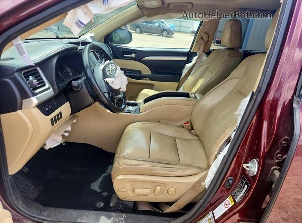 5TDKZRFH4HS204809 2017 TOYOTA HIGHLANDER Бордовый Вид салона спереди