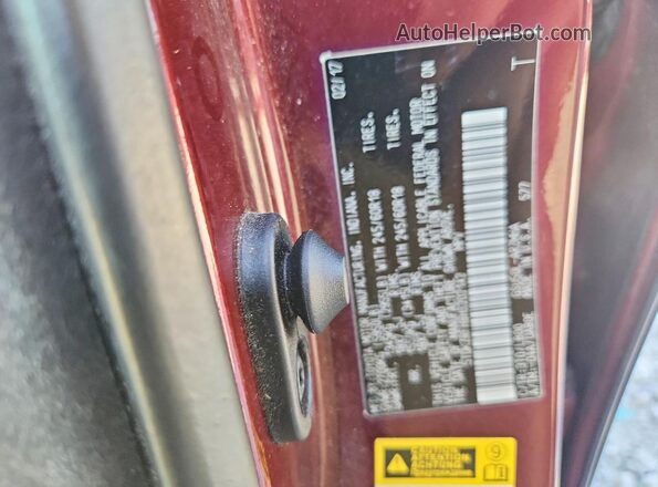 5TDKZRFH8HS202142 2017 TOYOTA HIGHLANDER Maroon Widok naklejki z numerem VIN
