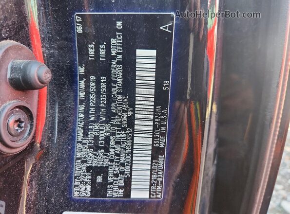 5TDXZ3DC1HS864512 2017 TOYOTA SIENNA Черный Панорамный вид салона 360°