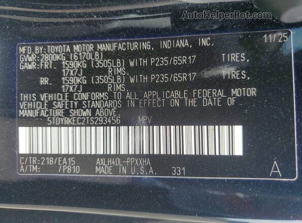 5TDYRKEC2TS293456 2026 TOYOTA SIENNA Black 360 interior view