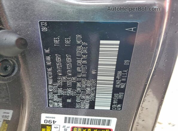 5TDYRKEC7NS132491 2022 TOYOTA SIENNA Серый Вид наклейки с VIN-кодом